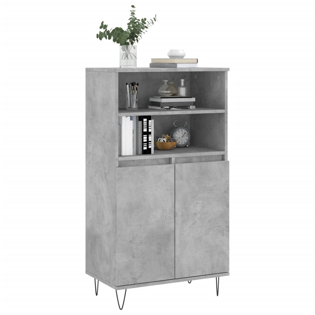 Highboard Betongrau 60x36x110 cm Holzwerkstoff