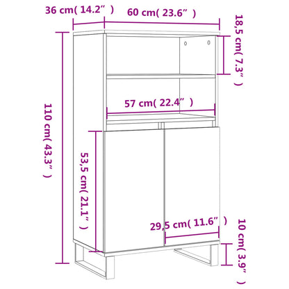Highboard Räuchereiche 60x36x110 cm Holzwerkstoff