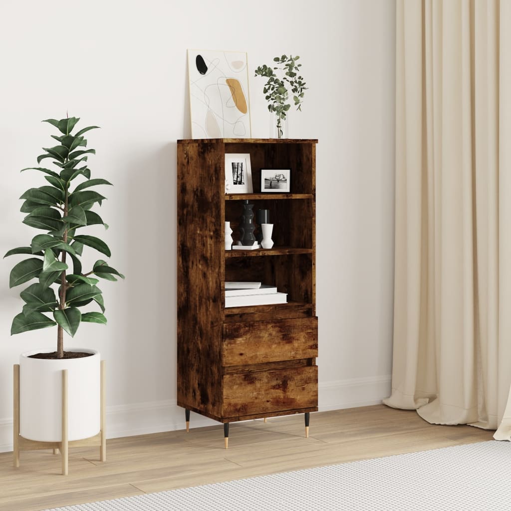 Highboard Räuchereiche 40x36x110 cm Holzwerkstoff