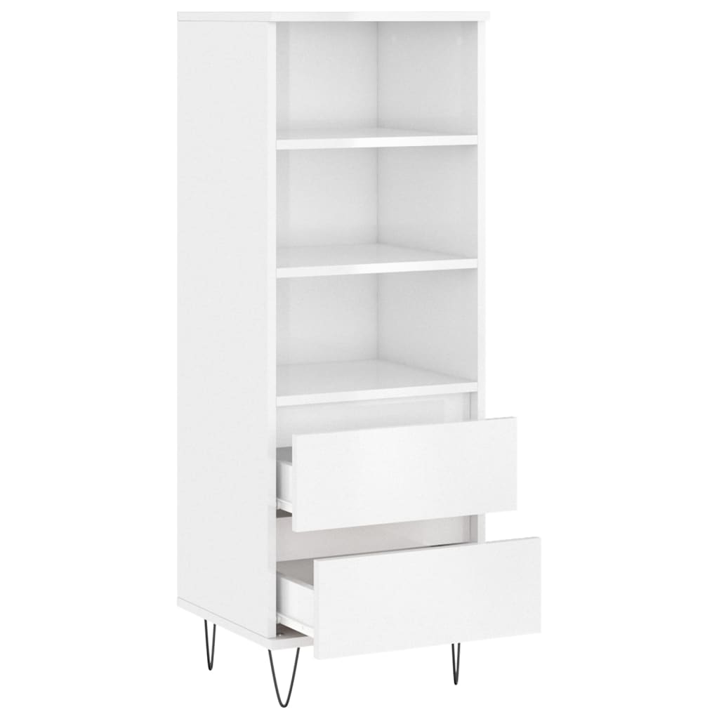 Highboard Hochglanz-Weiß 40x36x110 cm Holzwerkstoff