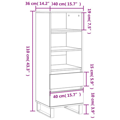 Highboard Betongrau 40x36x110 cm Holzwerkstoff