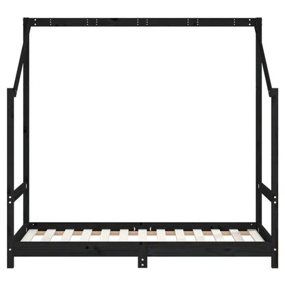 Kinderbett Schwarz 80x160 cm Massivholz Kiefer