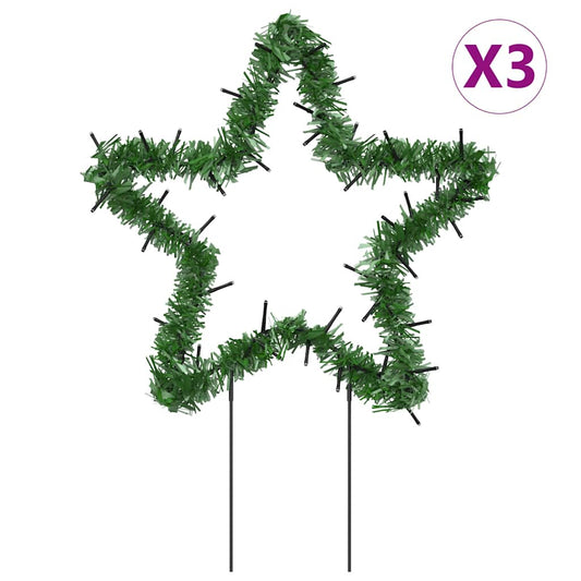 Weihnachtssterne mit Erdspießen 3 Stk. 50 LEDs 29 cm