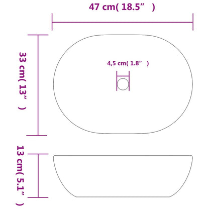 Aufsatzwaschbecken Grau und Blau Oval 47x33x13 cm Keramik