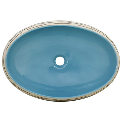 Aufsatzwaschbecken Mehrfarbig Oval 59x40x15 cm Keramik