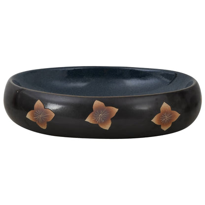 Aufsatzwaschbecken Schwarz und Blau Oval 59x40x15 cm Keramik