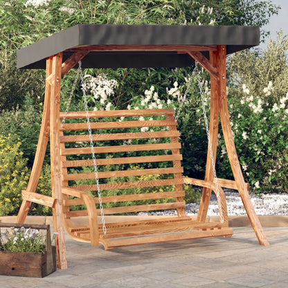 Hollywoodschaukel mit Dach Massivholz Fichte mit Teak-Finish