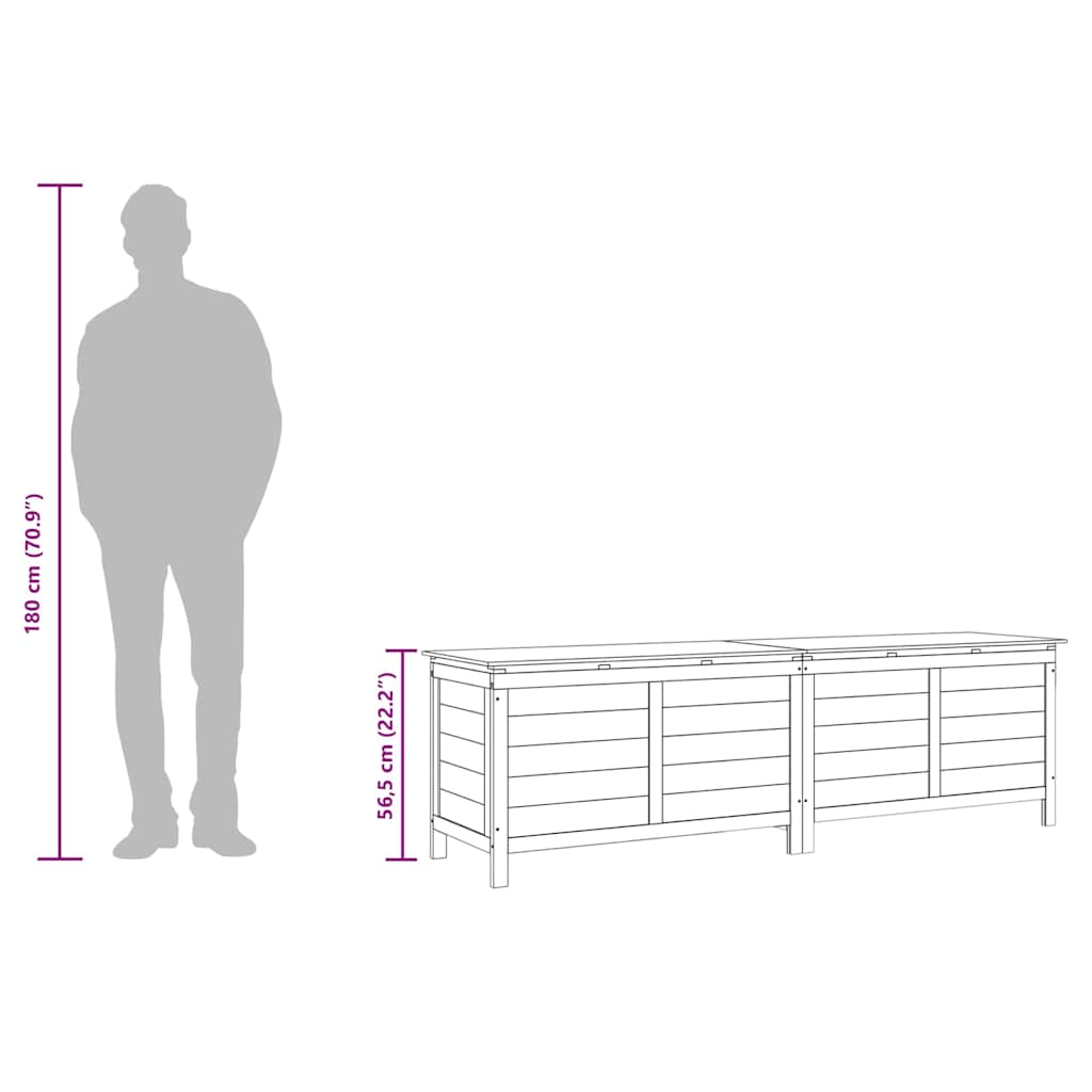 Gartentruhe Braun 198,5x50x56,5 cm Massivholz Tanne