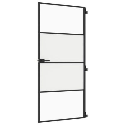 Innentür Schlank Schwarz 93x201,5 cm Hartglas & Aluminium