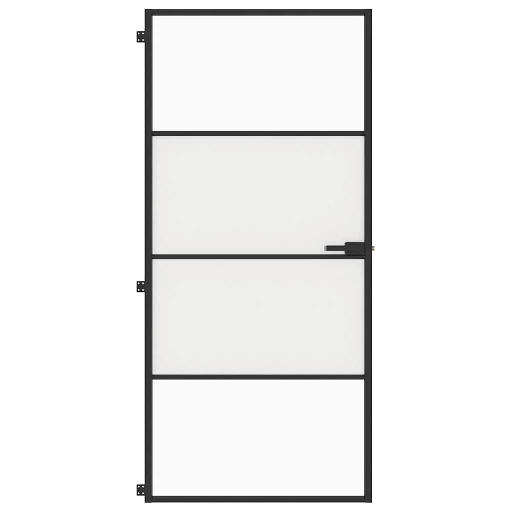 Innentür Schlank Schwarz 93x201,5 cm Hartglas & Aluminium