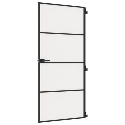Innentür Schlank Schwarz 93x201,5 cm Hartglas & Aluminium