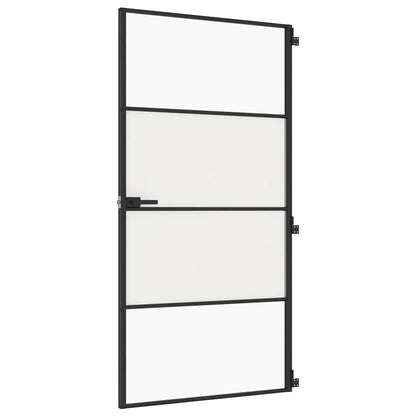 Innentür Schlank Schwarz 102,5x201,5 cm Hartglas & Aluminium