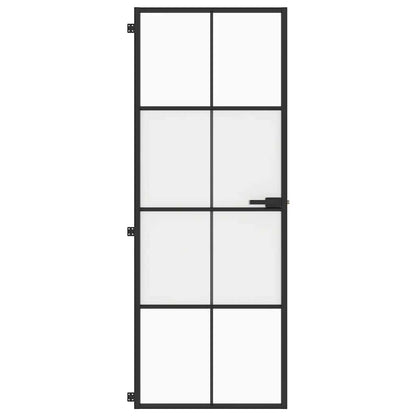 Innentür Schlank Schwarz 76x201,5 cm Hartglas und Aluminium