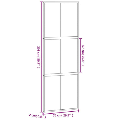 Schiebetür Schwarz 76x205 cm Hartglas und Aluminium