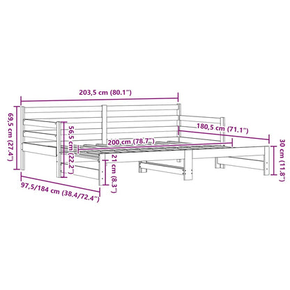 Tagesbett Ausziehbar Weiß 90x200 cm Massivholz Kiefer
