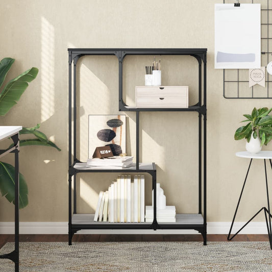 Bücherregal Grau Sonoma 81x36x115 cm Holzwerkstoff und Stahl