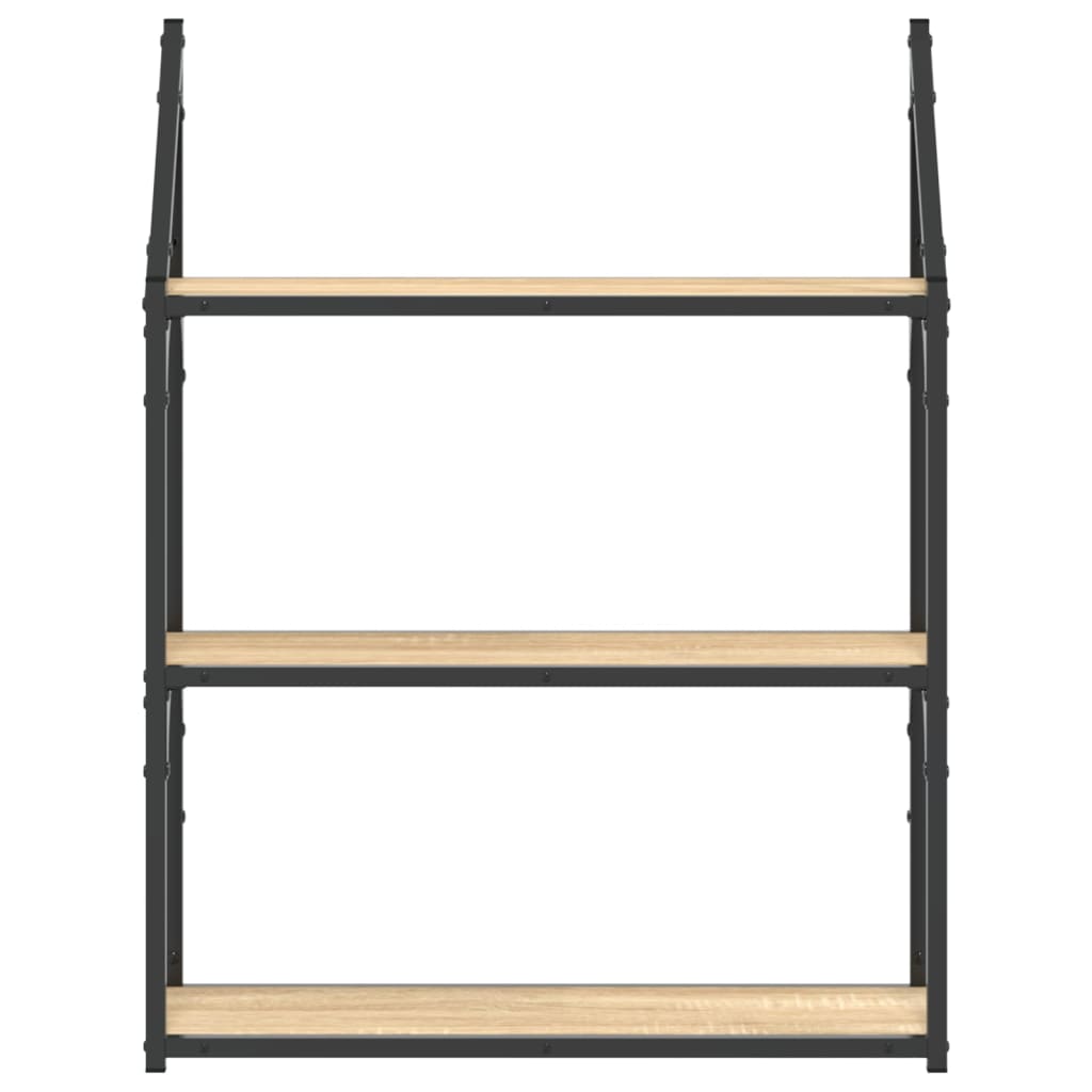 Wandregal 3 Fächer Sonoma-Eiche 60x21x78,5 cm Holzwerkstoff