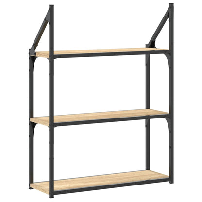 Wandregal 3 Fächer Sonoma-Eiche 60x21x78,5 cm Holzwerkstoff