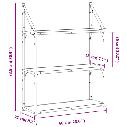 Wandregal 3 Fächer Sonoma-Eiche 60x21x78,5 cm Holzwerkstoff