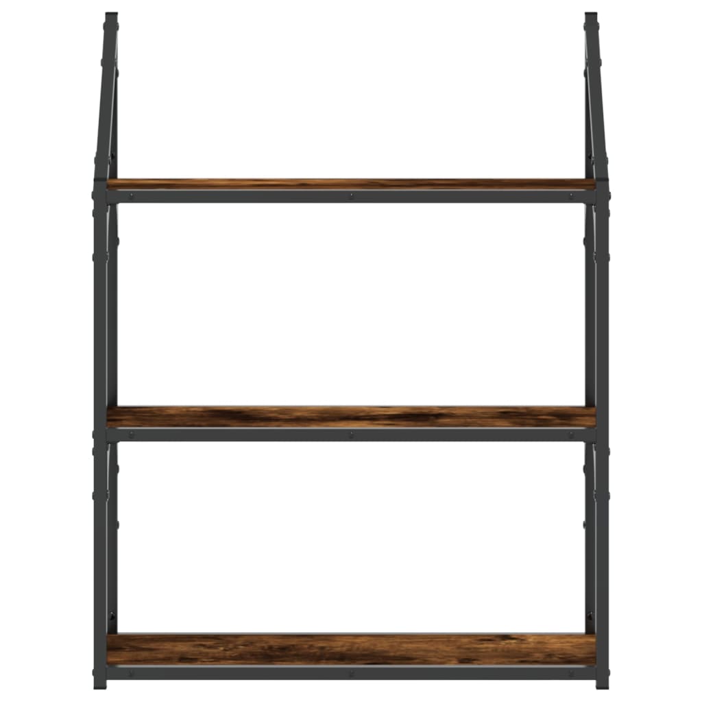 Wandregal 3 Fächer Räuchereiche 60x21x78,5 cm Holzwerkstoff
