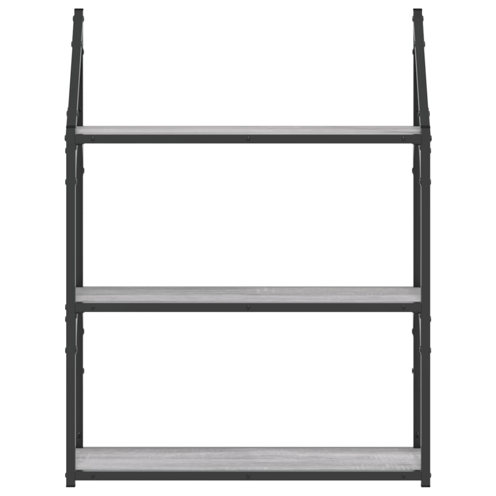 Wandregal 3 Fächer Grau Sonoma 60x21x78,5 cm Holzwerkstoff