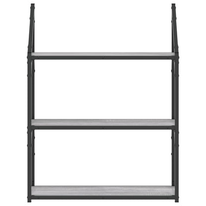 Wandregal 3 Fächer Grau Sonoma 60x21x78,5 cm Holzwerkstoff