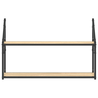 Wandregal 2 Fächer Sonoma-Eiche 80x21x51 cm Holzwerkstoff
