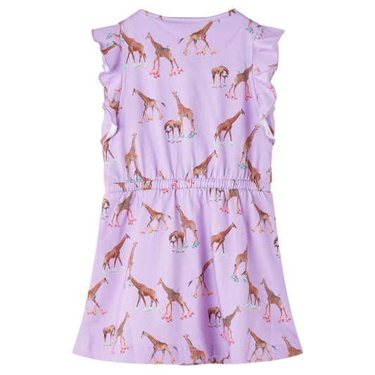 Kinderkleid mit Rüschenärmeln und Taillenband Lila 128