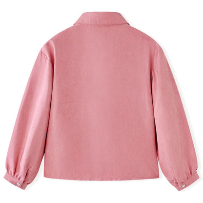 Kinderbluse mit Laternenärmeln Altrosa 104