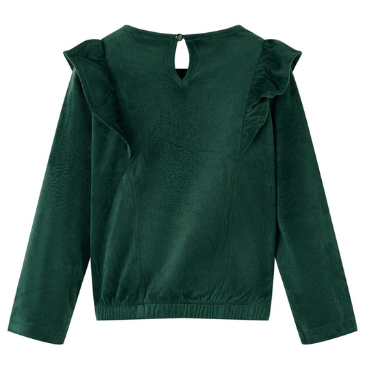 Kinderbluse mit Rüschen Dunkelgrün 128