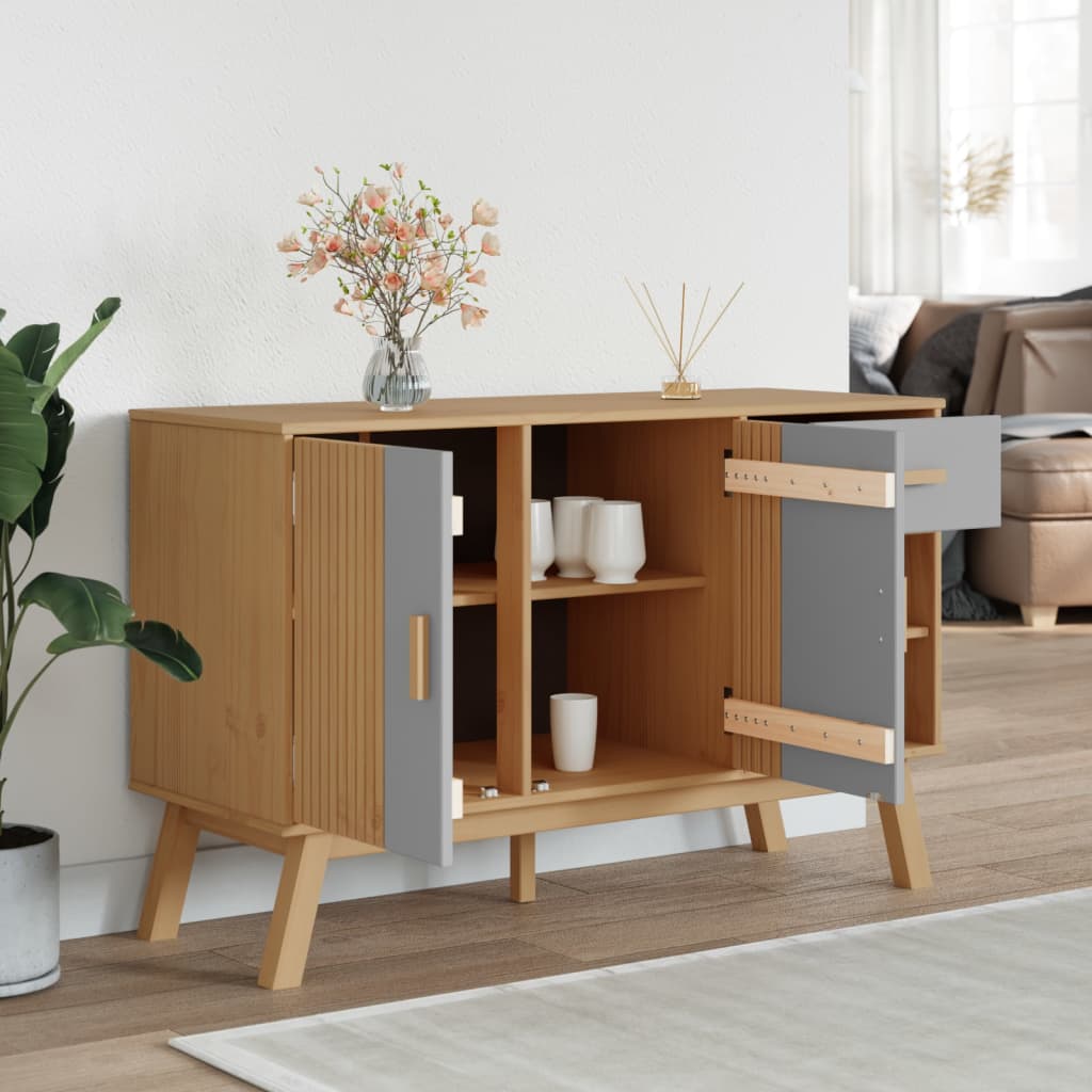 Skænk OLDEN Grå og Brun 114x43x73,5 cm Massiv Fyr
