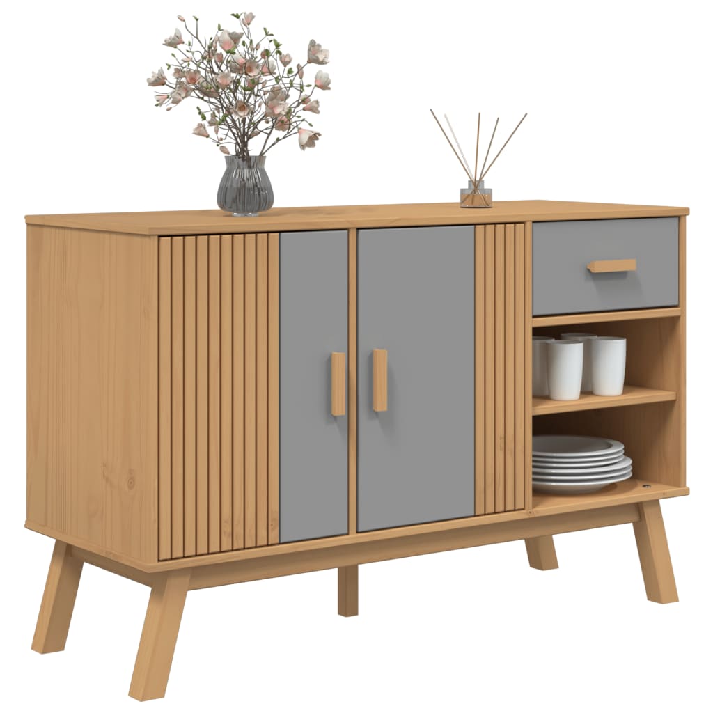 Skænk OLDEN Grå og Brun 114x43x73,5 cm Massiv Fyr