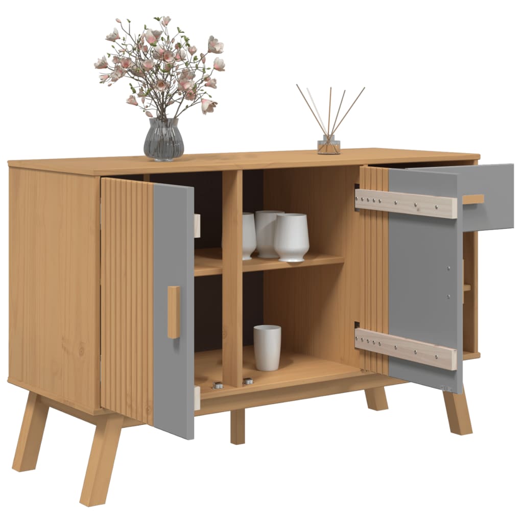 Skænk OLDEN Grå og Brun 114x43x73,5 cm Massiv Fyr