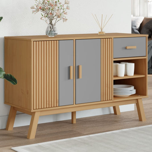 Skænk OLDEN Grå og Brun 114x43x73,5 cm Massiv Fyr