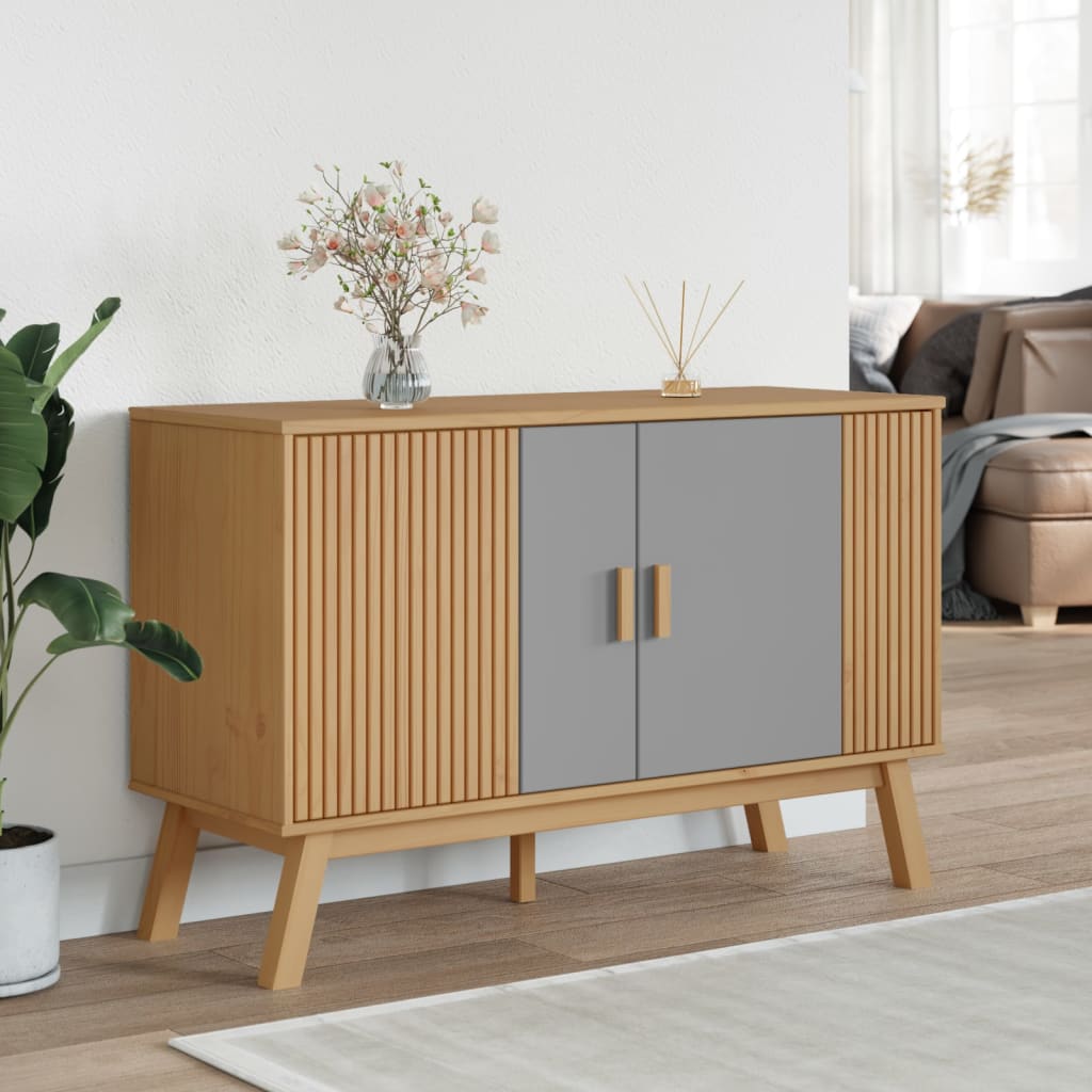 Skænk OLDEN Grå og Brun 114x43x73,5 cm Massiv Fyr