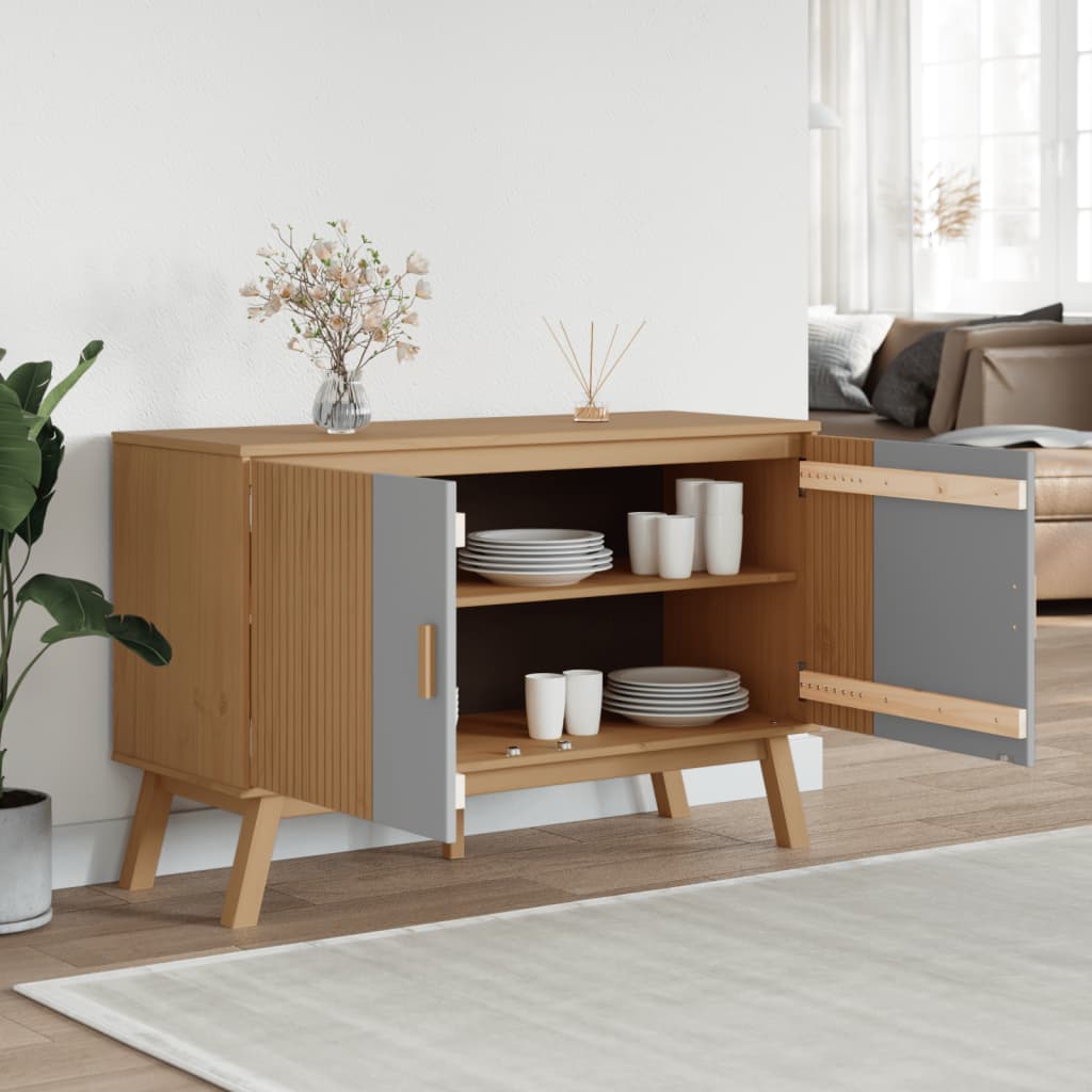 Skænk OLDEN Grå og Brun 114x43x73,5 cm Massiv Fyr