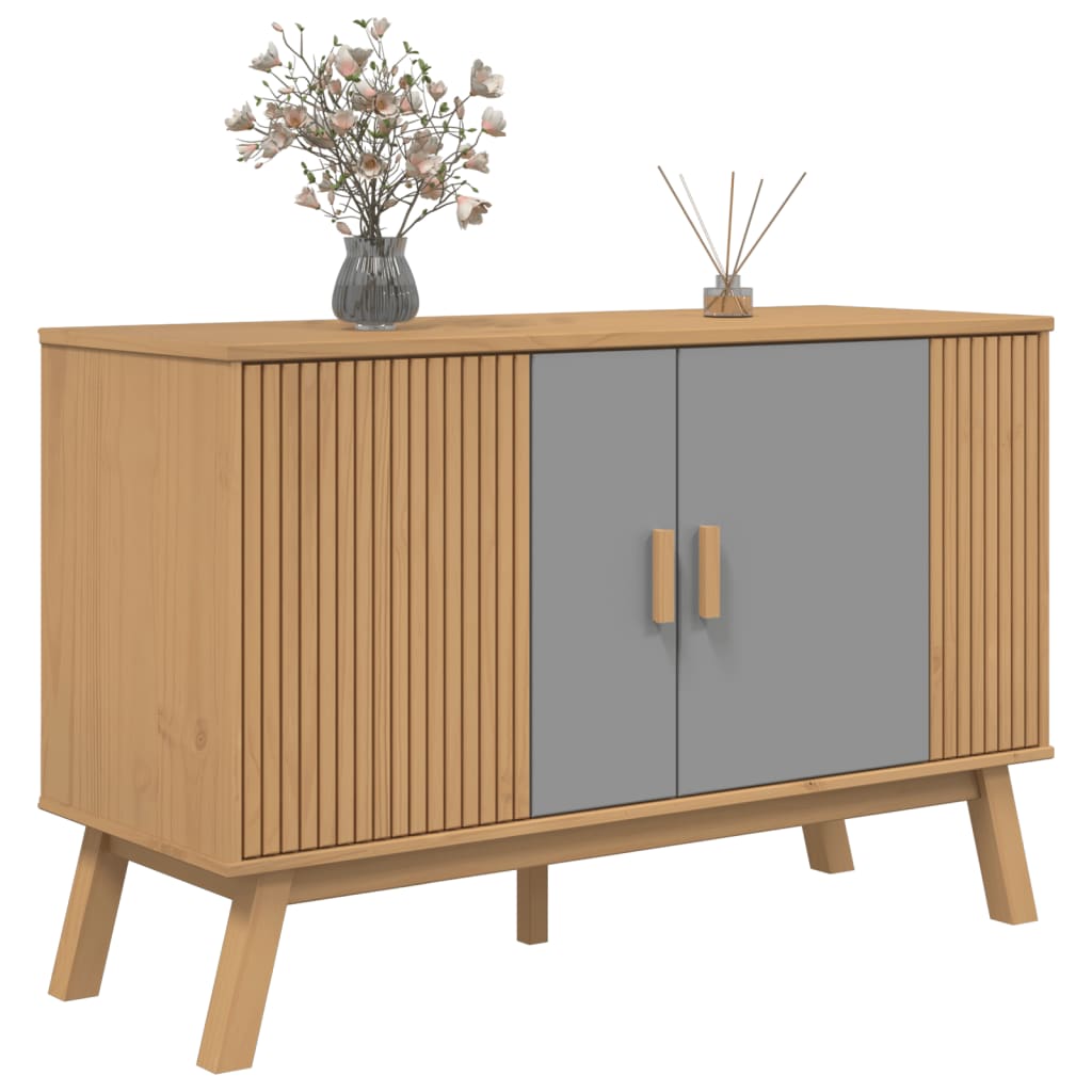 Skænk OLDEN Grå og Brun 114x43x73,5 cm Massiv Fyr