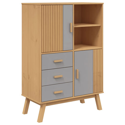 Highboard OLDEN Grå og Brun 85x43x125 cm Massiv Fyr