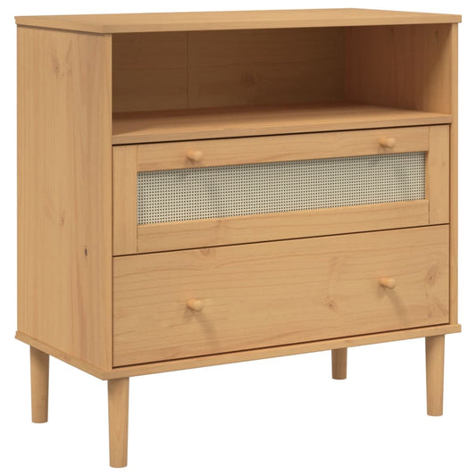 Skænk SENJA Rattan-Look Brun 80x40x80 cm Fyrretræ