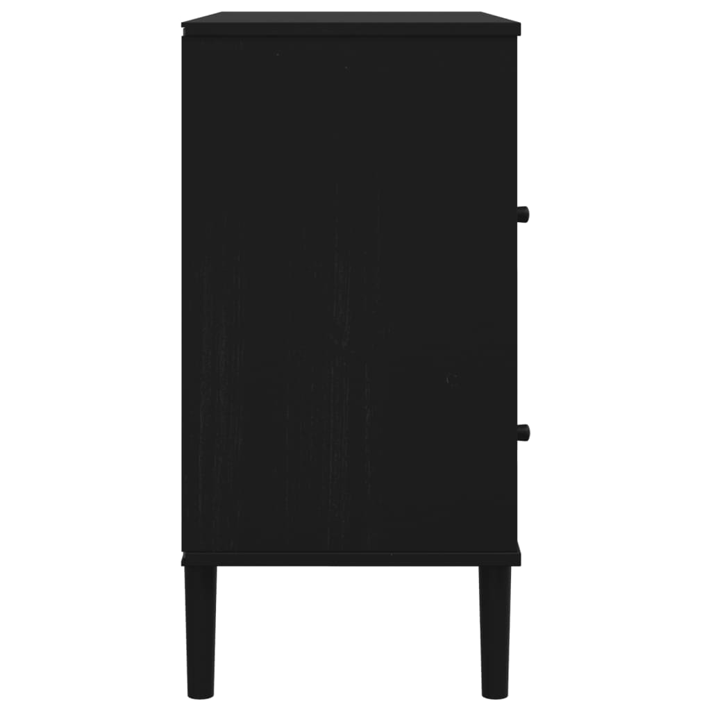 Skænk SENJA Rattan-Look Sort 80x40x80 cm Fyrretræ