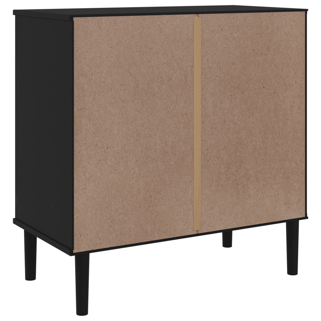 Skænk SENJA Rattan-Look Sort 80x40x80 cm Fyrretræ