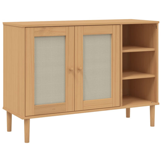 Skænk SENJA Rattan-Look Brun 112x40x80 cm Fyrretræ