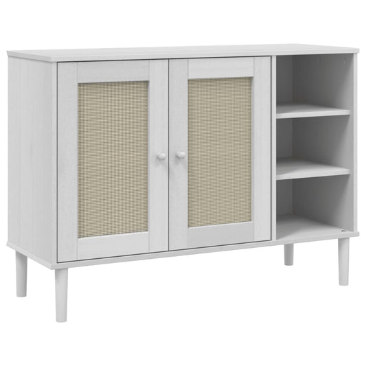 Skænk SENJA Rattan-Look Hvid 112x40x80 cm Fyrretræ