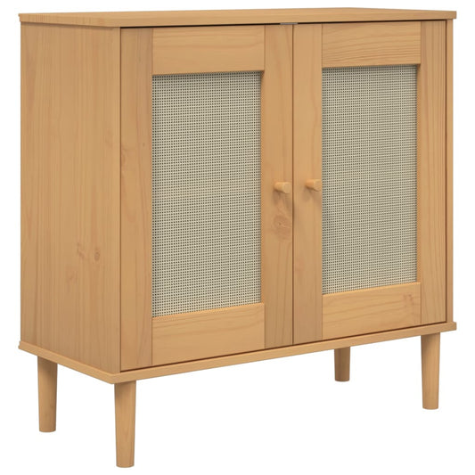 Skænk SENJA Rattan-Look Brun 80x35x80 cm Fyrretræ