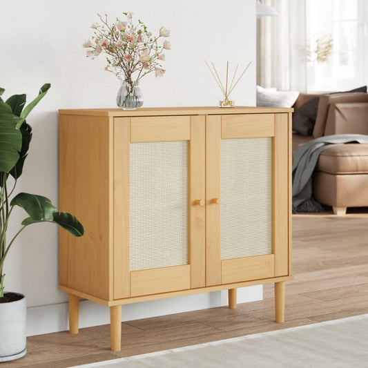 Skænk SENJA Rattan-Look Brun 80x35x80 cm Fyrretræ