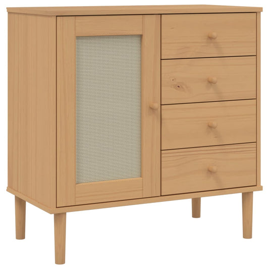 Skænk SENJA Rattan-Look Brun 80x40x80 cm Fyrretræ