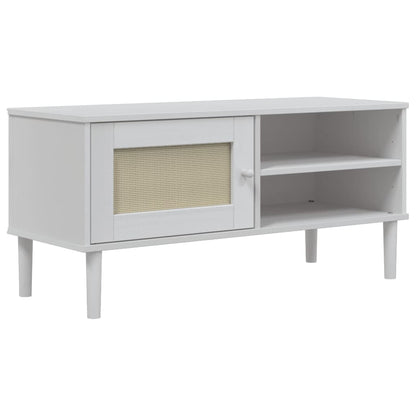 TV-skab SENJA Rattan Look Hvid 106x40x49 cm Fyrretræ