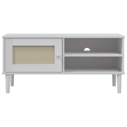 TV-skab SENJA Rattan Look Hvid 106x40x49 cm Fyrretræ