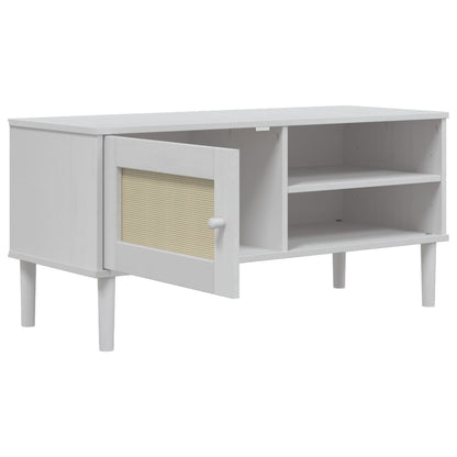 TV-skab SENJA Rattan Look Hvid 106x40x49 cm Fyrretræ