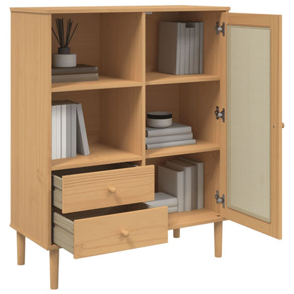Highboard SENJA Rattan-Look Brun 90x40x112 cm Fyrretræ
